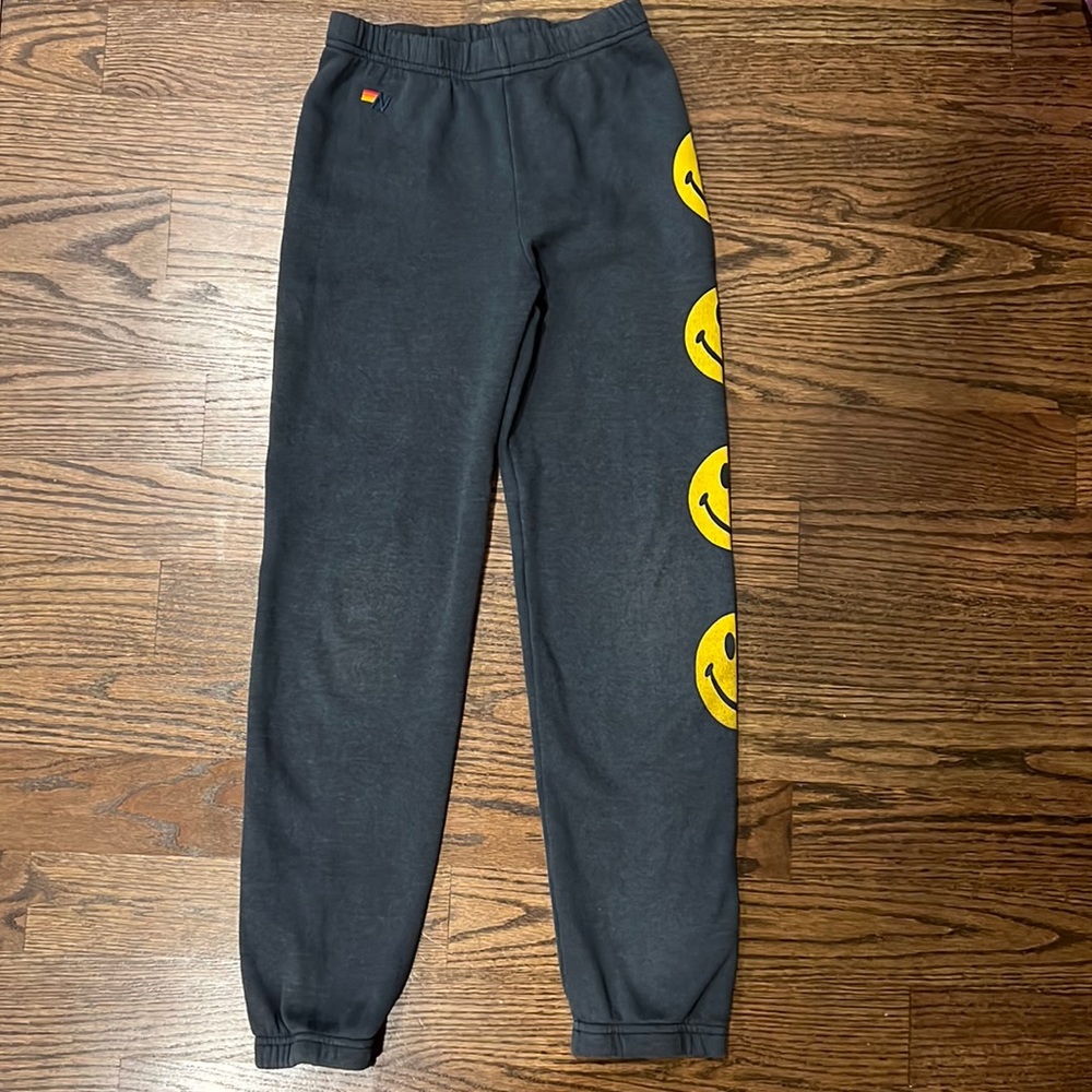 Aviator Nation Kids Size 14 Smiley 2 Sweatpants- Charcoal